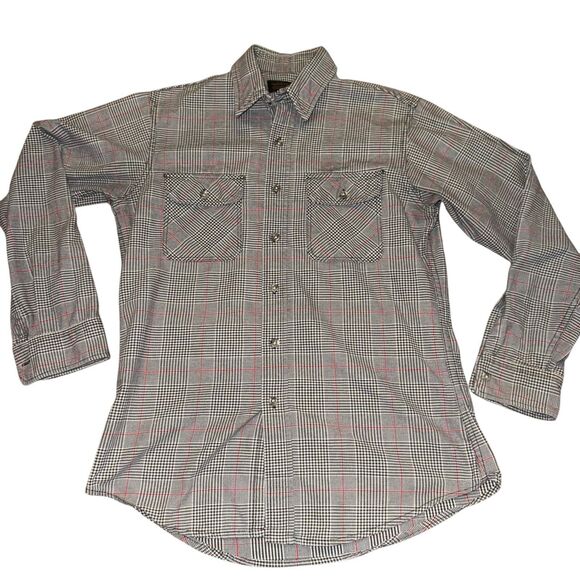 Vintage Eddie Bauer Mens M Plaid Flannel Shirt Jacket USA Cloth Button Up - Picture 1 of 10